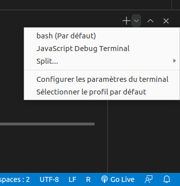 Choose Terminal in VSCode